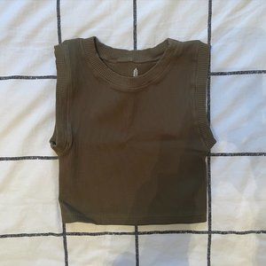 Free People Happiness Runs Muscle Tank in Dark Olive, Size M/L